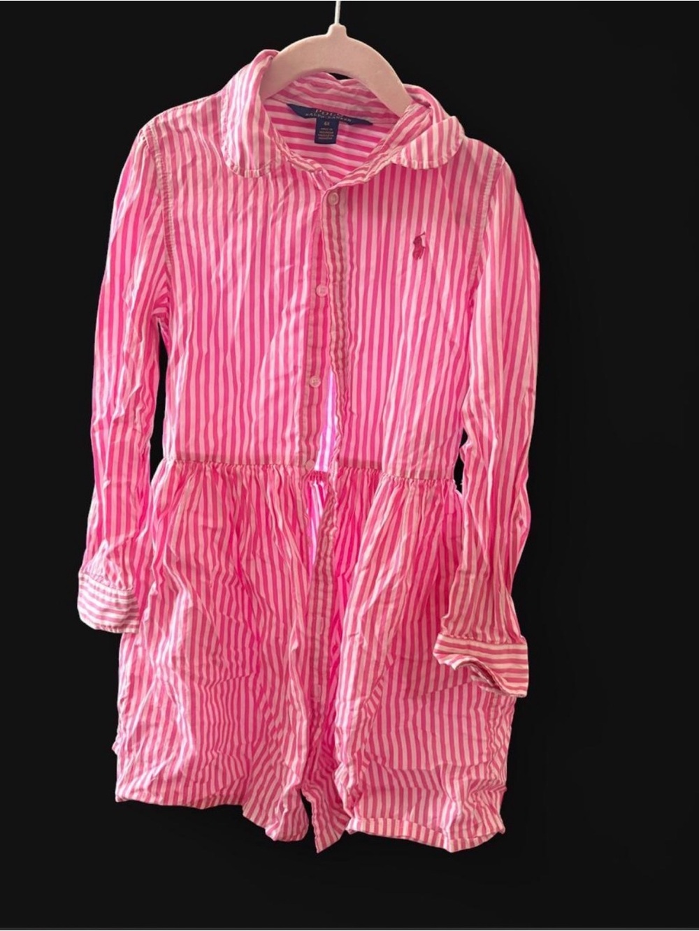 Polo by Ralph Lauren Pink and White Striped Girls' Shirt Dress